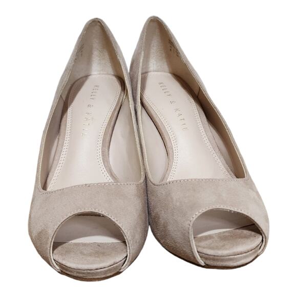 Kelly & Katie Blush Faux Suede Peep Toe Pumps Women’s Size 6 - Picture 11 of 12